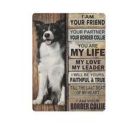 GQWJKSZ Metal Tin Sign Border CollieDog Vintage Tin Poster Metal Sign Wall Decoration Country Kitchen Home Garage Decor 16"x12"