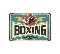 GQWJKSZ Metal Tin Sign Boxing Club Vintage Tin Poster Metal Sign Wall Decoration Country Kitchen Home Garage Decor 8"x12"