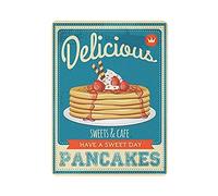 GQWJKSZ Metal Tin Sign Pancakes American Diner Vintage Tin Poster Metal Sign Wall Decoration Country Kitchen Home Garage Decor 16"x12"