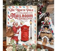 GQWJKSZ Metal Tin Signs Retro Christmas Sign,Santa's North Pole Mailroom Sign,Santa Post Decoration,Holiday Decor,Christmas Poster,Letters to Santa 8x12 Inch Plaque