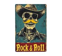 GQWJKSZ Music Metal Sign, Classic Western Poster, Rock&Roll, Vintage Skull In Hat Vintage Skul 12x16inch