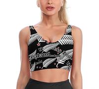 GQWJKSZ New Zealand Maori Fern Printed Sports Bras for Women Yoga Sleelveless Crop Tops