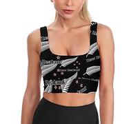 GQWJKSZ New Zealand Maori Fern Women's Sports Bra Yoga Tank Tops Printed Padded Crop