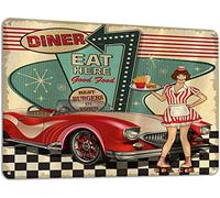 GQWJKSZ Pin Up Girl Metal Tin Signs Diner Poster American Style Funny Home Cafes Bars Pubs Decor Tin Signs Retro Metal 12x8 Inch