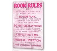 GQWJKSZ Pink Room Decor For Teen Girls Room Rules Sign Bedroom Door Decor Cute Stuff Fun Room Signs For Teen Girl Aesthetic Cool Preppy Things Decorations For Bedroom Funny Metal Tin Sign 12 X 8 Inch