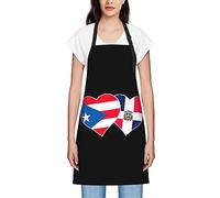 GQWJKSZ Puerto Rican Dominican Republic Flag Heart Aprons For Women Men Waterproof Bib Apron Chef Aprons For Kitchen Cooking Baking Bbq Gardening