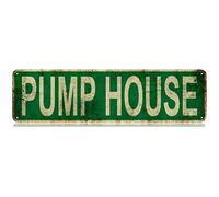 GQWJKSZ Pump House Slim Tin Sign Street Funny Metal Sign Wall Decor for Bedroom Farm Home Bar Garage Man Cave Wall Art Gift 4" by 16"