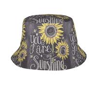 GQWJKSZ Retro Sunflower You are My Sunshine Bucket Hats for Women Men Unisex Summer Fisherman Hats Teens Sun Protection Cap Packable Trendy Travel Beach Vacation Cap Black