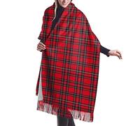 GQWJKSZ Royal Stewart Tartan0 Women'S Long & Wide Green Plaid Clan Wallace Tartan Cashmere Feel Shawl Wrap Winter Warm Scarf 77x27inch