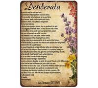 GQWJKSZ Rustic Retro Metal Tin Sign Inspirational Poem Print Literary Poster Desiderata Art Motivational Wall Decor Inspirational Sign Vintage Home Poster 8x12inch