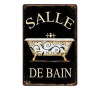 GQWJKSZ Salle De Bain Iron Metal Plate Tin Sign Vintage Retro Wall Bar Chic Decor 12x8 inch