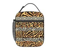 GQWJKSZ Striped Wild Animal Skins Patchwork Lunch Bag, Durable Insulated Lunch Box Reusable Adults Tote Bag Reusable Cooler Bag