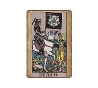 GQWJKSZ Tarot Death Card Tin Signs Aged Poster, Occult Death Retro Funny Metal Sign Vintage Poster Wall Art for Kitchen Garden Bathroom Farm Home Coffee Decor Tin Sign, 8x12 inches