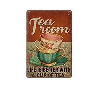 GQWJKSZ Tea Room Tin Signs, Coffee Shop Decor Funny Vintage Metal Sign Plaqu Poster Wall Art Pub Bar Kitchen Garden Bathroom Home Decor, 20x30 cm