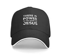 GQWJKSZ There is Power in The Name of Jesus Baseball Cap Men Women Adjustable Trucker Hat Dad Hat Black