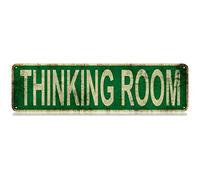 GQWJKSZ Thinking Room Slim Tin Sign Street Funny Metal Sign Wall Decor for Bedroom Farm Home Bar Garage Man Cave Wall Art Gift 4" by 16"