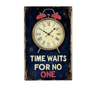 GQWJKSZ Time Waits For No One, Vintage Motivational Wall Art, Warning Time Flies Metal Poster Decor,For Home Livingroom Man Cave Study Bedroom, Metal Material, Easy To Hang 12x16inch
