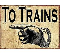 GQWJKSZ To Trains Signal Railway Train Decorbar Pub Railway Station Home Vintage Retro Metal Man Cave Poster 8x12 Inch