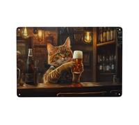 GQWJKSZ Vintage American Bar Wall Art Wall Decor,Vintage Bar Decor,Cat Waiter Metal Tin Sign,Cat Waiter Metal Poster Decor,For Home Indoor Outdoor Bar Pub Game Room Man Cave,Easy To Hang 12x8inch