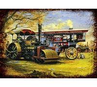 GQWJKSZ Vintage Metal Sign Steam Roller Traction Engine Retro Poster Plaque Tin Sign Wall Decor For Kitchen Bar Pub Farm House 12x8inch