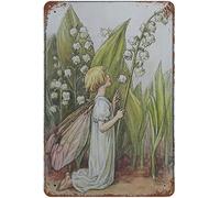 GQWJKSZ Vintage Metal Tin Sign Flower Fairy Lily of The Valley Gift Home Decor Funny Novelty Kitchen Bar Club Garage Garden Farm Wall Art Tin Signs 8X12 Inches