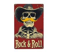 GQWJKSZ Vintage Skull In Hat Classic Western Poster, Rock & Roll,Music Metal Sign, For Home Man Cave Game Room Bar Pub 12x16inch