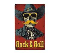 GQWJKSZ Vintage Skull In Hat Classic Western Poster, Rock & Roll,Music Metal Sign, For Home Man Cave Game Room Bar Pub 12x16inch