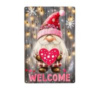 GQWJKSZ Welcome Sign Rustic Printed Metal Poster, Dwarf Holding A Heart Warm Welcome Sign,For Home Indoor Outdoor Wall Decor 12x16inch