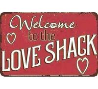 GQWJKSZ Welcome To The Love Shack Crafts for Bar Garage Vintage Iron Painting Plaque Retro Metal Tin Sign Posters Novelty Funny Garage Club Home Restaurant Kitchen Metal Signs 8x12 Inch