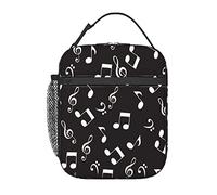 GQWJKSZ White Music Notes Lunch Bag, Durable Insulated Lunch Box Reusable Adults Tote Bag Reusable Cooler Bag