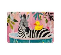 GQWJKSZ Zebra'S Happy Bathroom Hour, Funny Zebra Bathroom Modern Screen Printed Metal Poster 12x16inch