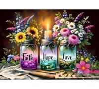 GQYCZZ 5D Faith Hope Love Diamond Art Kits for Adults Beginners 16x12In | Inspirational Diamond Painting Kit,Wishing Bottle Paint with Round Full Drill Diamond Dots Gem Painting for Home Wall Decor