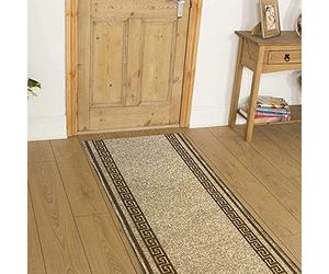 Gr arpet Runners Rug Grey Beige Blue Brown Red Black Rubber Backed Non Slip Washable Very Long Hallway Hall Runner Narrow Rugs Custom Length - Sold and Priced Per Foot (6ft (67cm X 183cm), Beige)