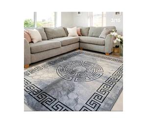 (Gr rey, 160x230cm) Premium Soft Hexagon Gr rea Rug - Non-Slip, Machine Washable Large Carpet for Living Room & Bedroom (160x230CM) - Modern Home Decor