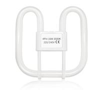 GR10q 4-Pin Bulb 16W 3500K Warm White, 950LM, Small 13.3x13.3cm, 4 Pin CFL Compact Fluorescent Light Bulb, AC 230V, not dimmable, GR10q DD Flat Butterfly Bulb for Flush Ceiling Light, 1PC