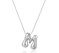 GR35Z9 Bubble Initial Necklaces for Women Dainty Balloon Letter Pendant Name Necklaces Charm Chain Necklaces Jewelry, Metal, Zircon