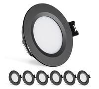 Gr4tec 12V LED Campervan Downlights Alu 3W Dimmable IP44, Black 6 Pack