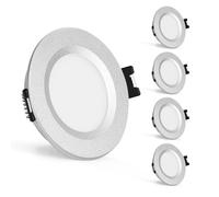 Gr4tec 12V LED Downlights Alu, 3W Dimmable IP44 Campervan, Silver 4 Pack
