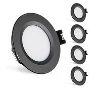 Gr4tec 12V LED Downlights Dimmable Alu 3W IP44 Campervan, Black 4 Pack