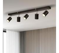Gr4tec LED Ceiling Light 5 Way, Black Kitchen Ceiling Lights Including 5 x 6W GU10 Bulbs Natural White 4000K, Rotatable Spotlights Bar, Modern Spot Light Fitting for Living Room Bedroom Hallway
