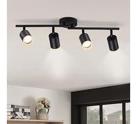 Gr4tec LED Ceiling Spotlight 4 Way, Modern LED Ceiling Light Rotatable, Matte Black Spotlight Bar, GU10 Spot Light Fitting for Kitchen Bedroom Living Room, Bulb Not Included