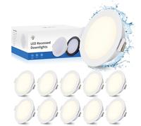 Gr4tec LED Downlights Ceiling, 10x 5W LED Recessed Ceiling Lights 4000K Natural White, Bathroom Spotlights IP65, 35mm Ultra-Slim, Φ68-80mm Hole, Down Lights for Living Room, Bathroom, No Fire Rated