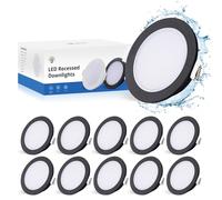Gr4tec LED Downlights for Ceiling, 10 X 5W LED Recessed Ceiling Lights Black 4000K Natural White, Bathroom Spotlights IP65 Waterproof, 35mm Ultra-Slim, φ68-80mm Hole Spotlights for Bedroom Kitchen