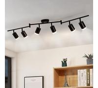 Gr4tec Spotlight Ceiling Lights 6 Way, Black Ceiling Light Fitting Rotatable, Modern LED Spotlight Bar GU10, Indoor Kitchen Spot Light for Living Room Bedroom Hallway, Bulb Not Included