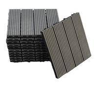 Gr8 Garden 11 x WPC Composite Interlocking Floor Decking Tiles Outdoor Garden Balcony Patio in Black Gr8 Garden Black