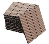 Gr8 Garden 11 x WPC Composite Interlocking Floor Decking Tiles Outdoor Garden Balcony Patio in Brown Gr8 Garden Brown
