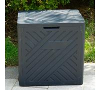 Gr8 Garden 120 Litre Anthracite Plastic Storage Box With Lid Patio Deck Shed Plastic Utility Cushion Chest Wooden Wood Effect Container Multibox Large Truck Indoor Outdoor Furniture