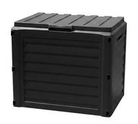 Gr8 Garden 140L Garden Storage Box Outdoor - Weather Resistant Lockable Cushion & Tool Storage Chest, Anthracite Grey Wood Effect Plastic, Portable Patio Balcony Storage with Handles, Easy Assembly