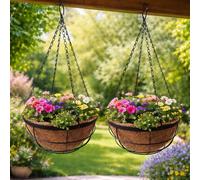 Gr8 Garden 2 Pack 12 Inch Metal Hanging Baskets With Coco Liners
