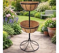 Gr8 Garden 2 Tier Metal Flower Fountain Planter with Liners in Black Gr8 Garden Black